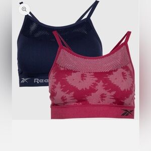 Reebok Seamless Bralette With Mesh Neckline Jacquard red and Evening Blue 2 pack